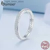 Solitaire Ring Bamoer 925 Sterling Silver Shiny Zircon Finger Ring Simple Eternity Band For Women Valentine's Day Gift Fine Jewelry BSR365 YQ231207