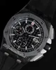 Relógio masculino Audemar Pigue Apf Factory 44mm 2640 A3126 Cronógrafo masculino forjado carbono titânio aço preto texturizado mostrador borracha super edição pulseira Puretime Exclus