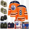 2023 Reverse Retro Personalizar # 8 Kyle Turris Edmonton Oilers Hóquei Jerseys Edição Dourada Camo Veterans Day Luta Camisas de Câncer 76