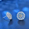 Genuine 0.5ct Moissanite Diamond Snow Stud Earrings Ladies Solid 925 Sterling Silver Earring for Wedding Jewelry