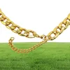 USENSET 11mm Stainless Steel 18K Gold Plated Cuban Curb Dog Pet or Cat Link Chain Collar Pet Supplies6351580