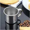 Meubles de cuisine Tasse en acier inoxydable Tasse à café portable Gobelets à boire Rince-bouche Bière Lait Espresso Insated Drop incassable Livrer Dhixx