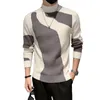 Maglioni da uomo 2023 Autunno Inverno colorato mezzo maglione a collo alto da uomo manica lunga slim fit pullover casual sociale sottostante maglieria top 231207