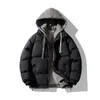 Мужские куртки Базовая модная хлопковая куртка с капюшоном для мужчин 2023 Зимняя пара свободного кроя для отпуска из двух частей 231206