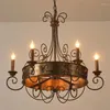 Kroonluchters Amerikaanse vintage ijzeren kaarsenhouder Verlichting Franse Villa Designer Eetkamerlamp Living Hanger