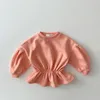 Ensembles de vêtements Vêtements pour filles Printemps Enfants Sweat-shirt à manches lanternes Pantalon évasé Tenue deux pièces Enfants Couleurs de bonbons Costumes décontractés