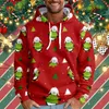 Hoodies masculinos papai noel gráfico moletom com cordão pullovers baggy navidad jumper na moda celebração est sudaderas