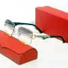 Herren-Designer-Sonnenbrille für Damen, natürliches Holz, randlos, Panther-Leoparden-Goldrahmen, Carti-Brille, Büffelhorn, Lunettes, modische große Brille