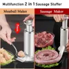 Ferramentas de aves de carne 2 em 1 vertical máquina fabricante salsicha salsichas que fazem kit manual stuffer almôndega cozinha 231206