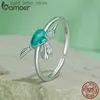 Solitaire Ring Bamoer 925 Sterling Silver kolibri öppningsring Drop Crystal Bird Rings för kvinnor Lucky Jewelry Wedding Birthday YQ231207