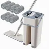 Mop Mop per pavimenti in microfibra Squeeze Wet con secchio Panno per la pulizia del bagno per il lavaggio Detergente per la cucina di casa 231206