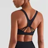 Lu Lu Traje de yoga Color sólido Espalda cruzada Mujeres Fitness Bra Tight Sport Aline Lemon Tank Top Soporte a prueba de golpes Ropa de gimnasio Chaleco con almohadilla extraíble para el pecho