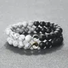 Strand casais tai chi yin yang pulseira 8mm pedra natural preto fosco branco pinho contas pulseiras para mulheres homens moda jóias presentes