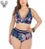 Bkning Tropical Plus Size Swimsuit Woman 2 Piece Swimwear Female Bathing Suits 2021 High Waist Womens Swim Wear Swimming Suit3259863