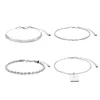 Bracelets à maillons 4pc Femme en acier inoxydable chaîne cubaine bohème argent plaqué or performance pour fille accessoires ins bracelet femme