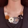 Pendant Necklaces Vintage Ethnic Handmade Wood Beads Pendants For Women Geometric Bib Necklace Collar Jewelry