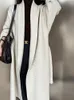 Kvinnors dikerockar 2023 Autumn/Winter Korean Solid Minimalist Coat Long Sleeve Belt Splicing Design Hög midja över knämode
