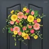 Decoratieve bloemen Daisy deur krans lente zonnebloem hangable 15 inch val voor outdoor decoraties veranda veranda