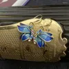 Серьги-гвоздики, модные индивидуальные серьги с цветком и бабочкой, градиентные синие серьги, серьги для пирсинга Aretes De Mujer Pendientes Brincos Boucles
