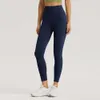 Lu Lu Pant Yoga Outfit Solid Color4.0 Femmes Leggings Athlétique Serré Taille Haute Sport Align Lemon Pantalon poches arrière taille Gym Entraînement Entraînement Jog Compression