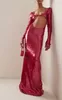 2024 Women Fashion Dress Runway Dresses Amazon Christmas Women's Sexy Hollow out Dress Luxury Red Carpet Banquet Red Evening Dress