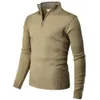 Pull Polo décontracté pour hommes, coupe cintrée, pull à manches longues, tissu tricoté, fermeture éclair, col montant, 564