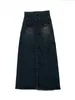 Skirts Skirts Skirt Womens Blended Fabric Blue Black Distressed High Waist Decorative Micro Elastic Denim Cotton A- Line Long Summer Fashion