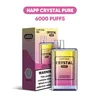 Happ Box Crystal Bar 6000 Puffs Djeńskie Vape 6K 7K Puffs Vaper POD PEN UREGURNIK E CEMETORCJA BAZTÓW 1500 mAh Cewka siatki 2% 3% sok Einweg Vapes Eu Warehouse