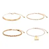 Bracelets à maillons 4pc Femme en acier inoxydable chaîne cubaine bohème argent plaqué or performance pour fille accessoires ins bracelet femme