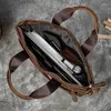 Bortkroppar Sbirds Retro Men's Leather Handbags äkta portfölj för 15,6 "Laptop PC Classic Business Bag Men Slim