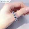 Gemme Tianyu Anello da uomo personalizzato in argento placcato oro bianco Blu grigio Esagono Moissanite Fedi nuziali per l'eternità completa