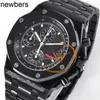 Men Audemar Pigue Watch Aebby 42mm 26238CE A4404 Automatic Chronograph Mens Ceramic Case Black Textured Dial Stick DLC Steel Bracelet Exclusive Technology Sup