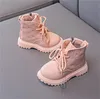 Herfst Winter Kinderlaarzen 2024 Gekruiste band Zijrits Premium Zachte Pu-leren laarzen Platte antislip Trend Schoenen Jongensmeisjeslaarzen