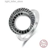 Anello solitario Fine Boho Vintage Anelli da donna Argento sterling 925 Gioielli Ampio zircone Anello con diamante nero con pietra Design unico YQ231207