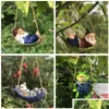 Ensembles de jardin Créatif Mignon Grenouilles Chat Chien Résine Couché Santa Claus Statue Accrocher Sur L'arbre Pendentif Décoratif Intérieur Extérieur Décor Ornement D Dhl1G