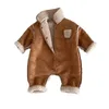 Rompers 7403 Baby Jumpsuit 2023 Autumn Winter Retro Suede Thick Lambool Clothing Warming 231207
