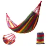 Portable Travel Camping Canvas Hammock Outdoor Swing Garden Indoor Sleeping Rainbow Stripe Single Hammocks With Bag Bed ZZ