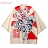 Ropa étnica Moda Streetwear Dharma Huevo Impresión Tradicional Kimono Casual Hombres Mujeres Cardigan Cosplay Camisas Harajuku Japonés Samurai