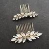 Hair Clips SLBRIDAL Art Deco Alloy Small Cute Rhinestones Opal Crystals Wedding Comb Bridal Accessories Bridesmaids Women Jewelry