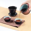 Conjuntos de chá Chinês Cerâmica Infusor Fu Teacups Travel 2 Set Bag Pote com Bule Chá Porcelana Xícaras Kung 1 Mini Portátil
