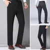 Costumes pour hommes Hommes costume pantalon droit couleur pure taille haute épaissie peluche poches chaudes formel style d'affaires père bureau pantalon