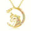 Collier pendentif licorne Animal, décor cubique, carte, accessoires de bijoux, cadeaux d'anniversaire