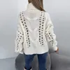 Frauen Pullover Herbst Casual Langarm Gestrickte Solide Pullover Top Weibliche Warme Straße Strickwaren Frauen Rollkragen Aushöhlen Häkeln