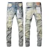 Designer män jeans kvinnor jeans high street tvätt broderade byxor överdimensionerade rippade lapp hål denim rak ben klassiker gör gamla gata slitna jeans