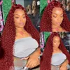 Brasiliansk 13x4 HD Vattenvåg spetsar främre peruker simulering Human hår Glueless 99J Bourgogne Deep Wave Frontal Wig For Women Bourgogne Red/Black/Blonde/Brown Wigs