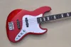 4 struny Red Electric Bass Guitar z białym pickguard Rosewood Freboard Freboard