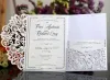 Glittery Wedding Invitation Cards Kits Spring Flower Laser Cut Pocket Bridal Invitation Card For Engagement Graduate Birthday Party Invites