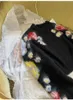 2023 flores pretas imprimir pulôver feminino marca mesmo estilo suéteres femininos dh03