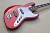 4 struny Red Electric Bass Guitar z białym pickguard Rosewood Freboard Freboard