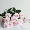 Flores decorativas simuladas única rosa artificial mobiliário doméstico pogal adereços presentes de férias rosas hidratantes com um toque